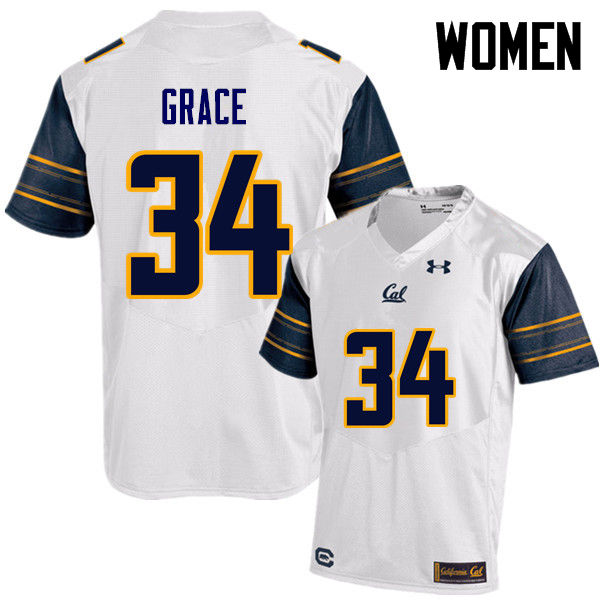 Women #34 De'Zhon Grace Cal Bears (California Golden Bears College) Football Jerseys Sale-White